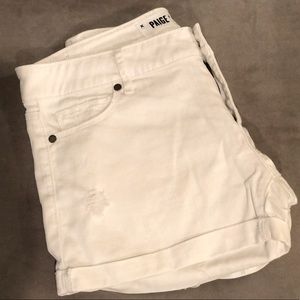 Paige distressed white denim shorts barely worn.